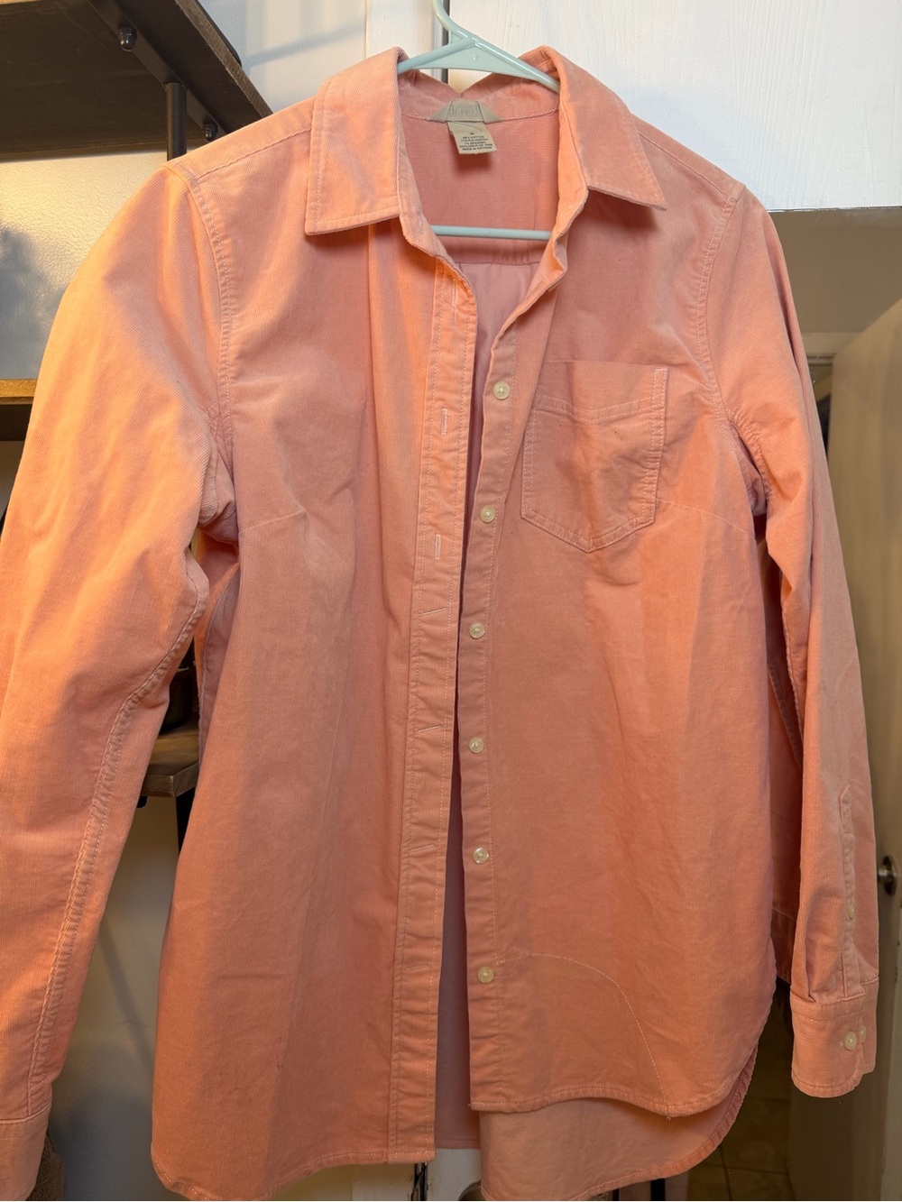 Duluth Trading Co Corduroy Peach-Coral Button-Up Shirt